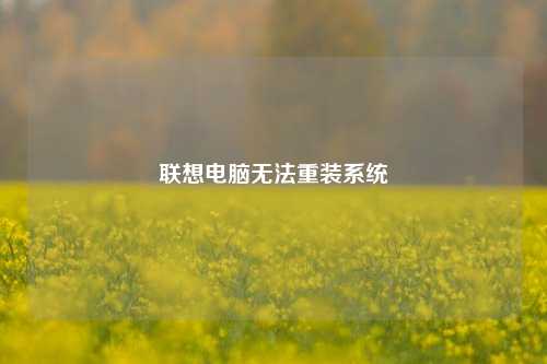 联想电脑无法重装系统